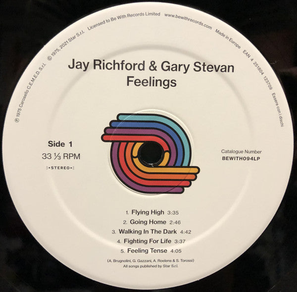 Image of Label Cover of LP - NEW/NEW - JAY RICHFORD AND GARY STEVAN, Feelings (Be With Records; BEWITH094LP, UK 2021 Reissue), , More than once Jay Richford and Gary Stevan s Feelings has been described as the greatest library record ever released. Of course Be With can t be seen to be playing favourites, but we have to admit, it s pretty good. Insanely rare and immensely sought-after, it s a tough funk, street jazz masterpiece coveted for many years by collectors of all musical genres. - 3236032E