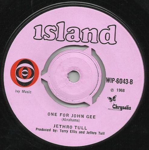 Image of Back Cover of 7" - G+/G - JETHRO TULL, A Song for Jeffrey / One for John Gee (Island Pink/Orange And Black Eye Logo; WIP6043, UK 1968, Company Sleeve, 3-Prong Centre), Centre Intact, Worn company sleeve, Mostly intact, Light marks and hairlines to disc. ,  - 2716104C
