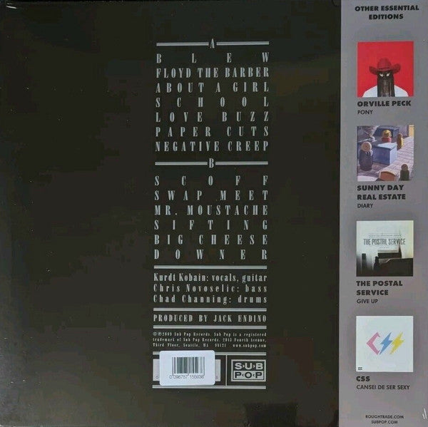 Image of Back Cover of LP - VG+/EX - NIRVANA, Bleach (Sub Pop; SP34RTX, UK & US 2023 Reissue, Inner, Limited Clear Crystal Clear, Obi), ,  - 3846185S
