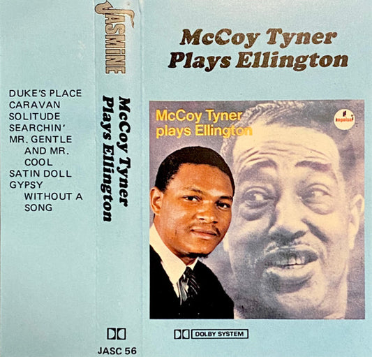 Image of Front Cover of 2533150E: Cassette - MCCOY TYNER, McCoy Tyner Plays Ellington (Jasmine Records; JASC 56, UK , Jewel Case) Grey shell with sticker labels.  VG+/VG+