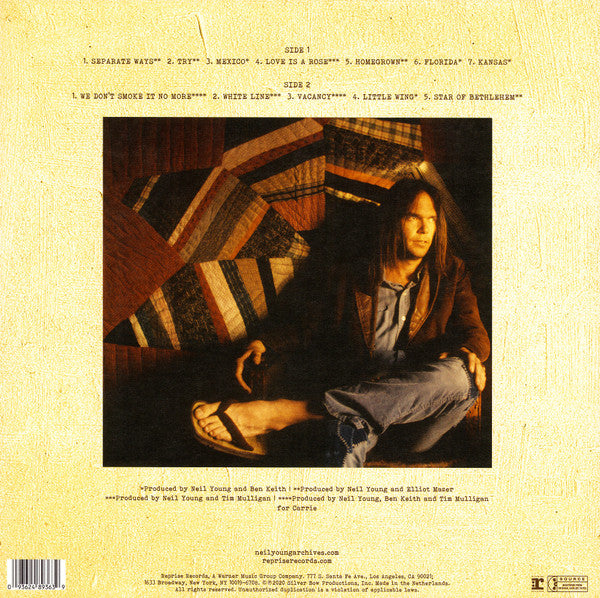 Image of Back Cover of LP - VG+/VG+ - NEIL YOUNG, Homegrown (Reprise Records; 093624893639, Worldwide 2020, Textured Sleeve, Inner), ,  - 1926284E
