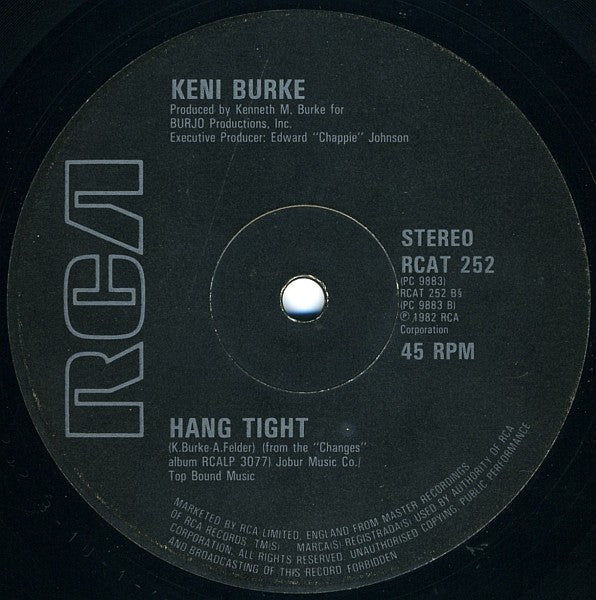 Image of Label Cover of 12" - /G - KENI BURKE, Risin To The Top / Hang Tight (RCA; RCAT252, UK 1982, Plain seeve), Light marks and ring wears, plays G+/VG.,  - 3546124S