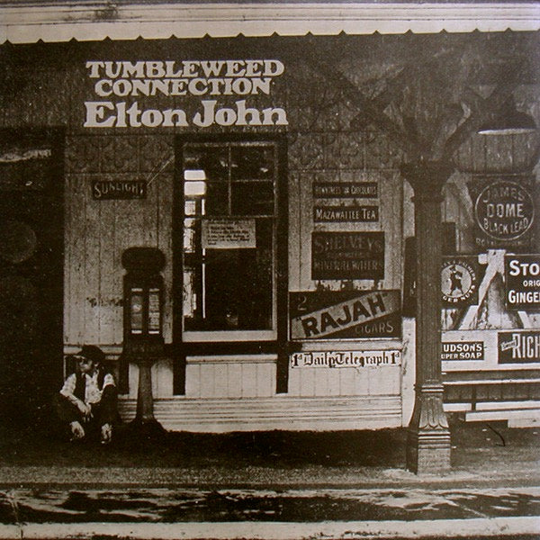 Image of Front Cover of LP - VG+/VG+ - ELTON JOHN, Tumbleweed Connection (DJM Black Yellow and White; DJLPS410, UK , Gatefold Textured Sleeve, Stapled In Booklet, Tranco Pressing, RPM on Both Labels), ,  - 4026196E