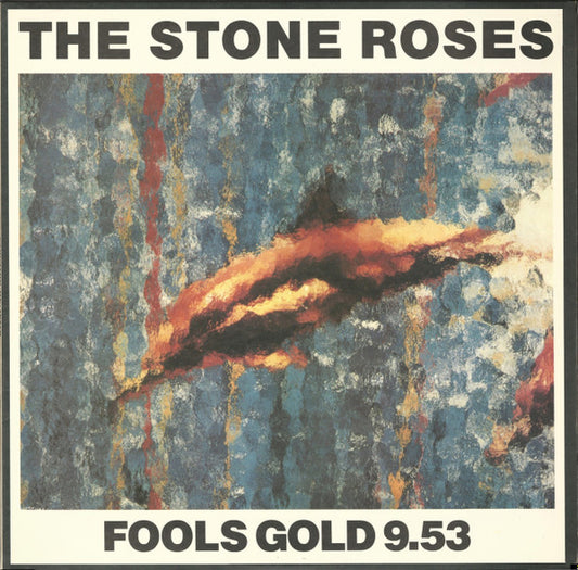 Image of Front Cover of 3214111C: 12" - THE STONE ROSES, Fools Gold 9.53 (Silvertone Records; 1315-1-JD, US 1990, Picture Sleeve, Gold Vinyl) Sleeve worn and age discoloured.  VG/VG