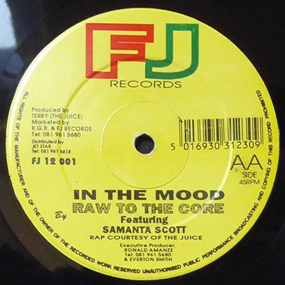 Image of Back Cover of 12" - /G+ - RAW TO THE CORE FEATURING SAMANTA SCOTT, In The Mood (FJ Records; FJ 12 001, UK 1994), superficial marks only, plays VG.,  - 3846313S