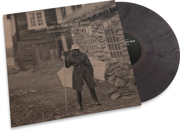 Image of Label of 2633061E: LP - MATT BURT AND THE BUSY DEAD, Gravedigger's Blues (Crispin Glover Records; DEAD1CGR123, Norway 2023, Inner & Insert, Smokey Clear Vinyl, + CD)   NEW/NEW