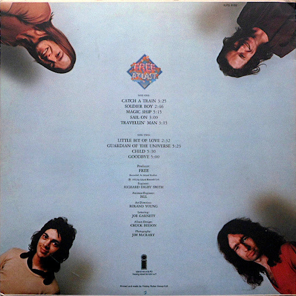 Image of Back Cover of LP - VG/VG+ - FREE, Free At Last (Island Pink Rim; ILPS 9192, UK 1972, Pinched Spine, Company Inner, First UK issue), Cover grubby, sticker remnants, Inner creased with writing,  - 3046111S