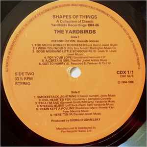 Image of Label Cover of 2944231S: 2xLP - THE YARDBIRDS, Shapes of Things (Charly; CDX1, UK 1977, Gatefold, Translucent Red When Held Up To Light)   VG/VG+