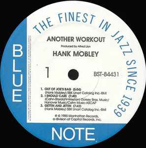 Image of Label Cover of LP - VG+/VG+ - HANK MOBLEY, Another Workout (Blue Note ; BST 84431, US 1985), ,  - 4026275E
