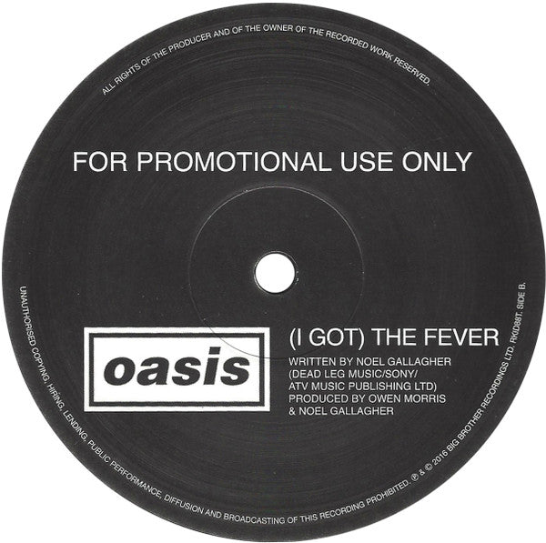 Image of Back Cover of 5024398E: 12" - OASIS, Stand By Me / (I got) The Fever (Big Brother; RKID88T, UK 2016, Promo)   /VG