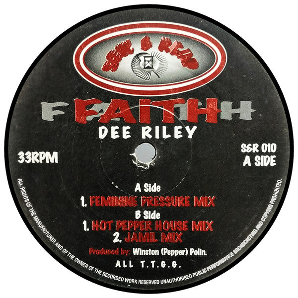 Image of Front Cover of 3744043S: 12" - DEE RILEY, Faith (Sow & Reap Records; S&R 010, UK 1998) Light marks only.  /G+