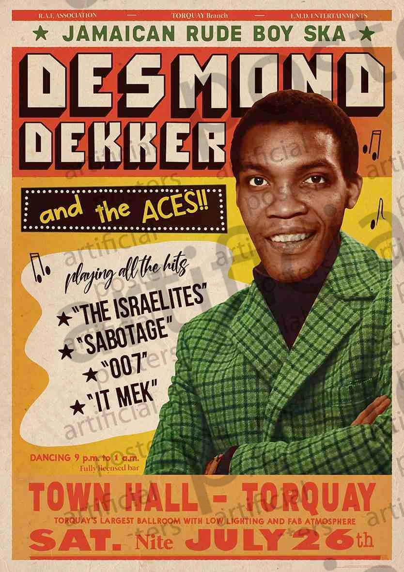 Image of Front Cover of 3914269C: Accessories - DESMOND DEKKER, Poster (84.1cm x 59.4cm; ART294, UK )   NEW/NEW