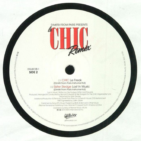 Image of Label Cover of 12" - VG+/VG+ - DIMITRI FROM PARIS, Le Chic Remix (Glitterbox; DGLIB12B-1, UK 2019, Company Sleeve, Black Inner), , A1 - Chic   Le Freak (Dimitri From Paris 12" Version)A2 - Sister Sledge   Lost In Music (Dimitri From Paris 12" Version)B1 - Chic   Le Freak (Dimitri From Paris Instrumental)B2 - Sister Sledge   Lost In Music (Dimitri From Paris Instrumental) - 3546056S
