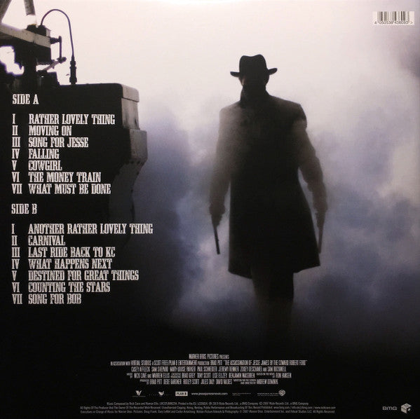 Image of Back Cover of LP - VG+/VG+ - NICK CAVE AND WARREN ELLIS, The Assassination Of Jesse James By The Coward Robert Ford (Music From The Motion Picture) (Mute; LRCSTUMM294, Europe 2019 Reissue, Gatefold, Inner, Brown Translucent w/ Black Smoke Vinyl), SIGNED by Warren Ellis on front cover,  - 4346070S