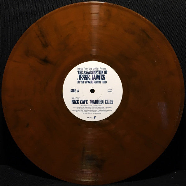 Image of Label Cover of LP - VG+/VG+ - NICK CAVE AND WARREN ELLIS, The Assassination Of Jesse James By The Coward Robert Ford (Music From The Motion Picture) (Mute; LRCSTUMM294, Europe 2019 Reissue, Gatefold, Inner, Brown Translucent w/ Black Smoke Vinyl), SIGNED by Warren Ellis on front cover,  - 4346070S