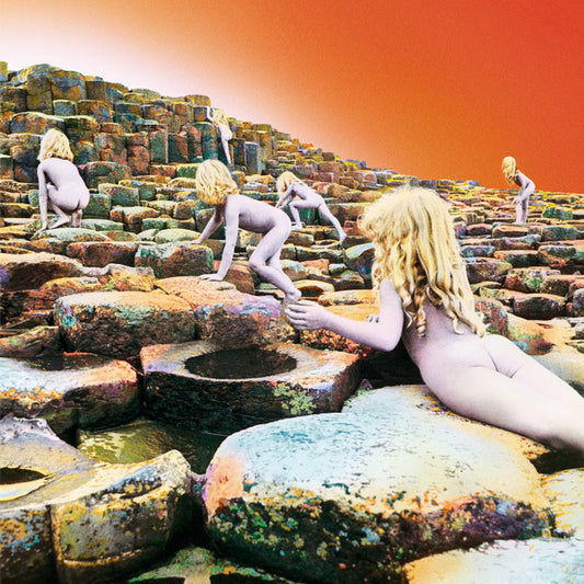 Image of Front Cover of 4925208E: LP - LED ZEPPELIN, Houses of the Holy (Atlantic Orange & Green - No W Logo On Label Rim; K50014, UK 1973, Gatefold, Textured Inner, No Obi. "RL" Matrix) Slight Water Damage To Sleeve And Inner, Ring Wear  VG/VG