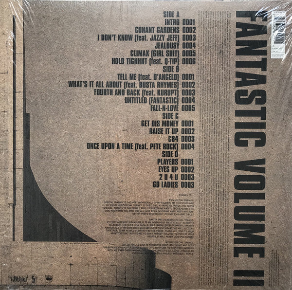 Image of Back Cover of 4744242S: 2xLP - SLUM VILLAGE, Fantastic Volume II (Wordplay Records  ; 7243526192 1 4, UK 2000, Stickered Picture Sleeve) Still in shrinkwrap - lovely copy.  VG+/VG+