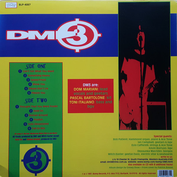 Image of Back Cover of 2923004E: LP - DM3, Dig It The Most (BOMP!; BLP-4067, US 1997, Picture Sleeve) Sleeve is strong VG, disc lovely.  VG/VG+