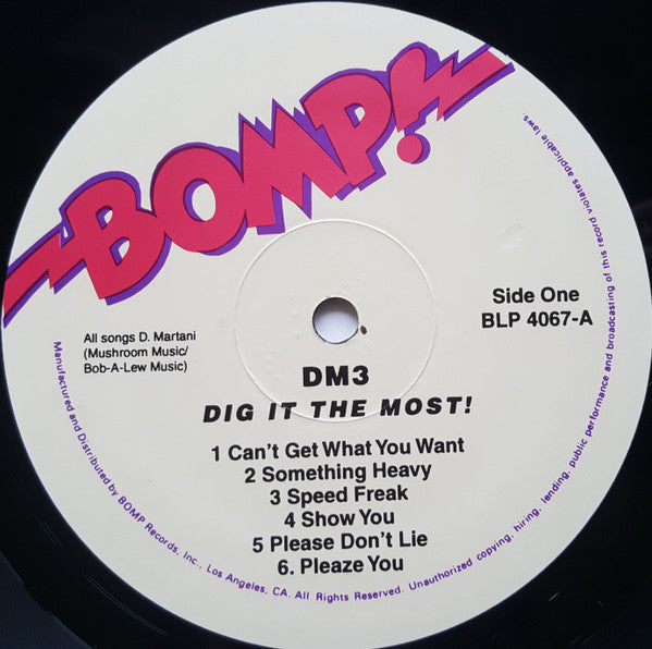 Image of Label Cover of 2923004E: LP - DM3, Dig It The Most (BOMP!; BLP-4067, US 1997, Picture Sleeve) Sleeve is strong VG, disc lovely.  VG/VG+