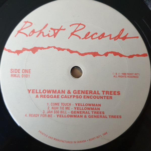 Image of Label Cover of 1214309C: LP - YELLOWMAN & GENERAL TREES, A Reggae Calypso Encounter (Rohit Records; RMJL 0101, US 1987)   VG+/VG+