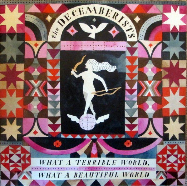 Image of Front Cover of 2xLP - VG/VG - THE DECEMBERISTS, What A Terrible World, What A Beautiful World (Rough Trade; RTRADLP756, Europe 2015, Gatefold, 2 Inners, 180 Gram Vinyl, Side D Etched), A few light hairlines, Sticker damage to rear sleeve,  - 3716198C
