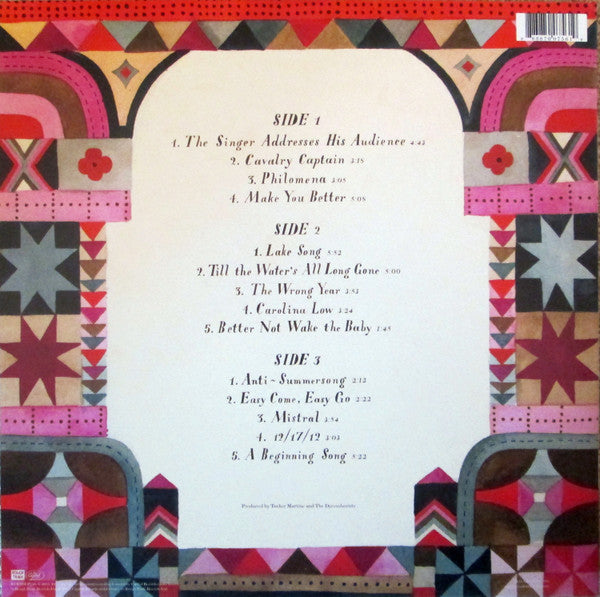 Image of Back Cover of 2xLP - VG/VG - THE DECEMBERISTS, What A Terrible World, What A Beautiful World (Rough Trade; RTRADLP756, Europe 2015, Gatefold, 2 Inners, 180 Gram Vinyl, Side D Etched), A few light hairlines, Sticker damage to rear sleeve,  - 3716198C