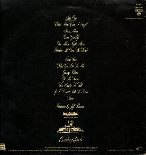 Image of Back Cover of 2644187S: LP - CARL WILSON, Youngblood (Caribou Records ; CRB 25225, UK 1983, Insert)   VG/VG+