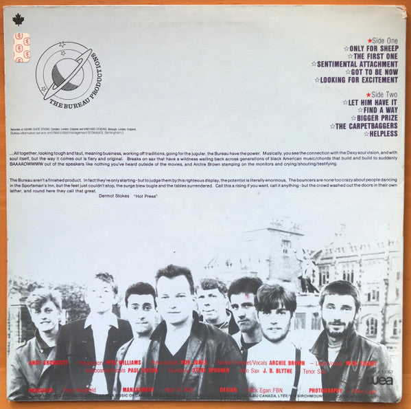 Image of Back Cover of LP - VG+/VG+ - THE BUREAU, The Bureau (WEA; XWEA 58357, Canada 1981), ,  - 3726160E