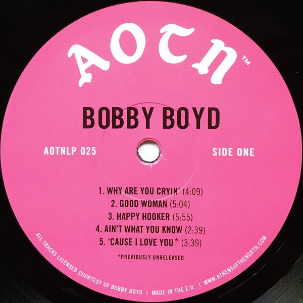 Image of Label Cover of 1454050S: LP - BOBBY BOYD, Bobby Boyd (Athens Of The North; AOTNLP025, Europe 2023 Reissue)   NEW/NEW