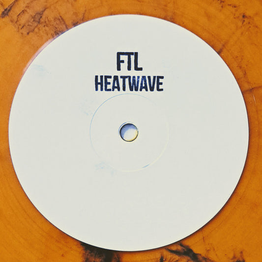 Image of Front Cover of 4223229E: 12" EP - FTL, Heatwave EP (Beyond Electronix; B.E 010, UK 2022, Stamped White Label, Plain Sleeve, Orange Marble Vinyl)   /VG+