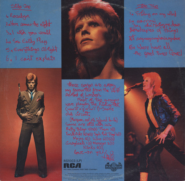 Image of Back Cover of LP - VG+/VG - DAVID BOWIE, Pinups (RCA Victor Orange with Stereo Text; RS1003, UK 1973, Textured Sleeve, Insert), Strong VG,  - 2326137E