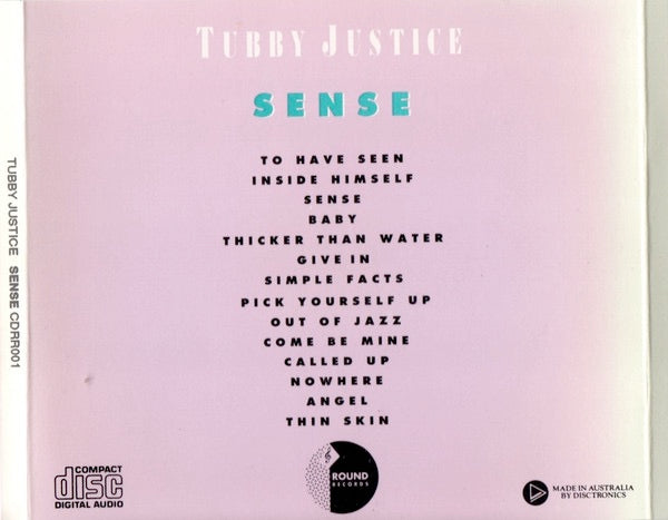 Image of Back Cover of 3033148E: CD - TUBBY JUSTICE, Sense (Round Records ; CDRR001, Australia 1989)   VG/VG+