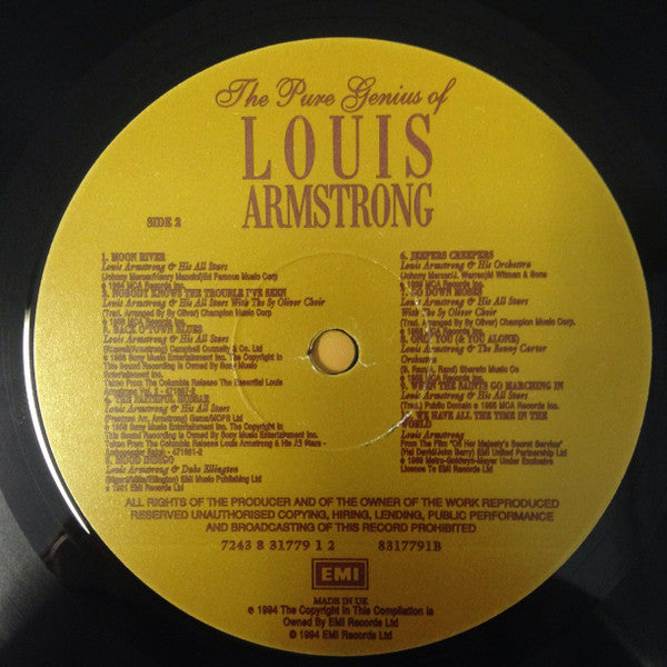 Image of Label Cover of LP - VG+/VG+ - LOUIS ARMSTRONG, The Pure Genius Of Louis Armstrong: We Have All The Time In The World (EMI Records Ltd.; 7243 8 31779 1 2, UK 1994), ,  - 1726141E