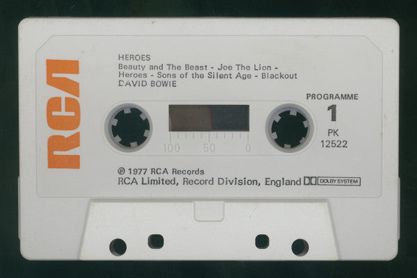Image of Label Cover of Cassette - VG+/VG+ - DAVID BOWIE, "Heroes" (RCA; PK 12522, UK 1977, Jewel Case), ,  - 3136179E
