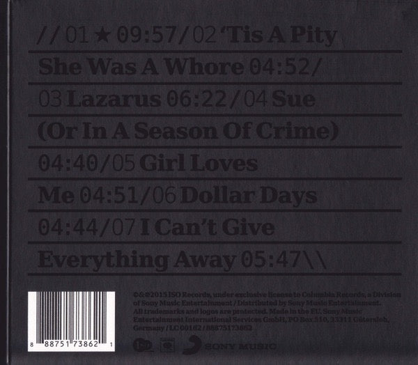 Image of Back Cover of CD - VG/VG+ - DAVID BOWIE,   (Blackstar) (Columbia; 88875173862, US 2016, Digipak, Booklet), ,  - 2916386C