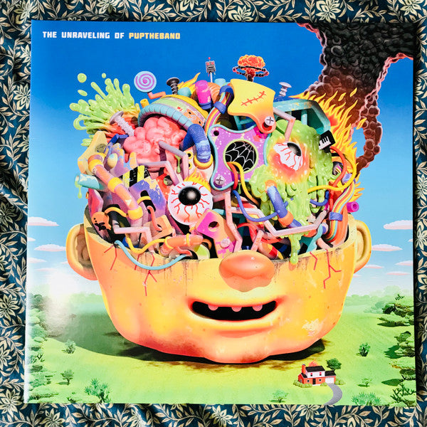 Image of Front Cover of 5045019S: LP - PUP, The Unraveling of PUPTheBand (Rise Records; RISE 498-1, Canada 2022, Gatefold, Inner, Neon Coral and Black Smush Wax Vinyl) Opened Instore, Still In Stickered Shrinkwrap  EX/EX