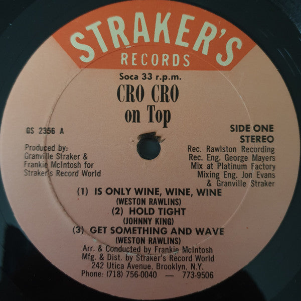 Image of Front Cover of 3123015E: LP - CRO CRO, On Top (Straker's Records; GS 2356, US 1992, Picture Sleeve) Strong VG sleeve + disc  VG/VG