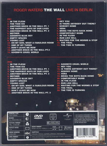 Image of Back Cover of 0135193E: 3xDVD - ROGER WATERS, The Wall: Live In Berlin (Universal Music DVD Video; 0602498176054, Europe 2004, DVD Case, Booklet, Sticker, DVD - Pal (All Regions))   VG+/VG+