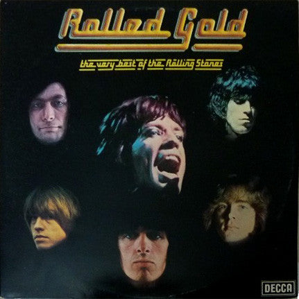 Image of Front Cover of 3214278C: 2xLP - THE ROLLING STONES, Rolled Gold - The Very Best Of The Rolling Stones (Decca Black; ROST 1/2, UK 1977 Reissue, Gatefold, No 33-  Below Label Cat. No.) Top seam split, corner creasing.  VG/VG