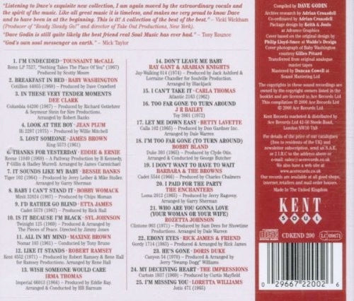 Image of Back Cover of CD - VG+/VG+ - DAVE GODIN, Deep Soul Treasures (Taken From The Vaults...) (Volume 3) (Kent Soul; CDKEND 200, UK 2000, Jewel Case), ,  - 3716050C