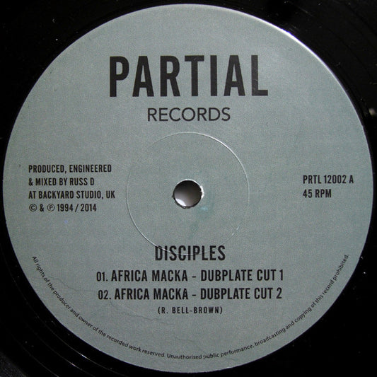 Image of Front Cover of 4244536S: 12" - THE DISCIPLES, African Macka - Dubplate Cut / Exodus - Dubplate Cut (Partial Records; PRTL 12002, UK & Europe 2014) small fleck marks both sides - minor. peel mark on label - v. minor  /G+