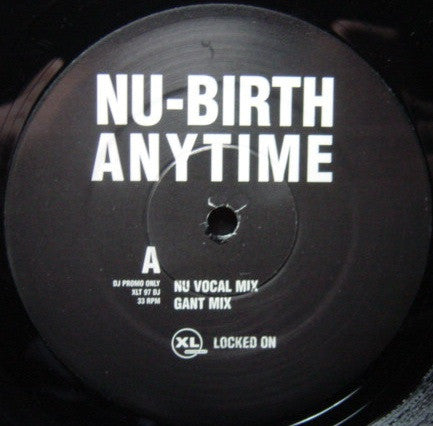 Image of Back Cover of 2x12" - G+/G+ - NU-BIRTH, Anytime (XL Recordings; XLT 97 DJ, UK 1998, Promo, Stickered Plain Sleeve), Strong G+, light marks only., A1 - Anytime (Nu Vocal Mix)A2 - Anytime (Gant Mix)B1 - Anytime (Rhythm Masters Mix)C1 - Anytime (Tuff Jam Mix)C2 - Anytime (Original Mix)D1 - Anytime (Dem 2 Nice 'n' Sleazy Mix)D2 - Anytime (Dem 2 Unda Business Mix) - 4226147E