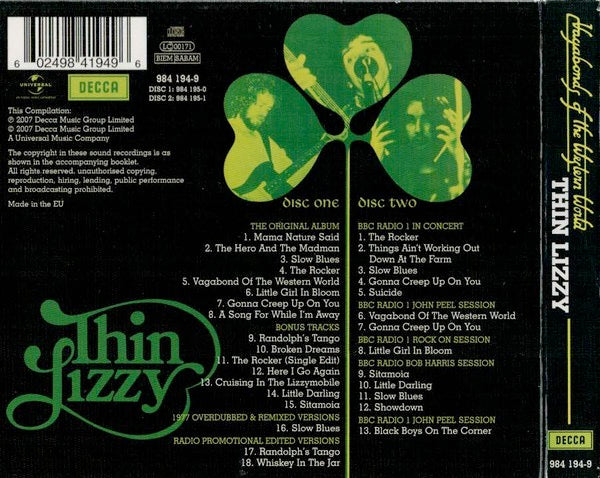 Image of Back Cover of 2xCD - EX/M - THIN LIZZY, Vagabonds Of The Western World (Decca; 984 194-9, Europe 2010 Reissue, Double Digipak, Booklet, Deluxe Edition), Still SEALED In Shrinkwrap,  - 2116386C