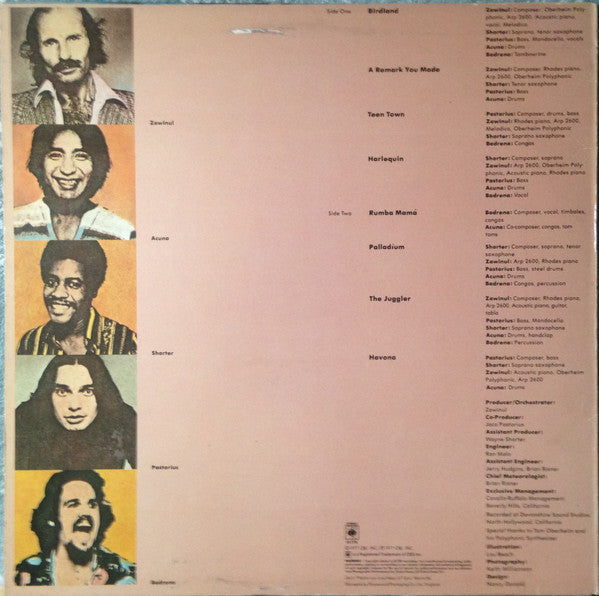Image of Back Cover of LP - VG/VG - WEATHER REPORT, Heavy Weather (CBS Sunburst; S 81775, UK 1977, Picture Sleeve, April music credits), ,  - 3826111E