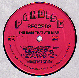 Image of Back Cover of LP - EX/EX - VARIOUS, The Bass That Ate Miami (Pandisc; PD-8801, US 1988, Picture Sleeve), ,  - 2326157E