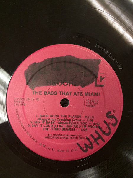 Image of Label Cover of LP - EX/EX - VARIOUS, The Bass That Ate Miami (Pandisc; PD-8801, US 1988, Picture Sleeve), ,  - 2326157E