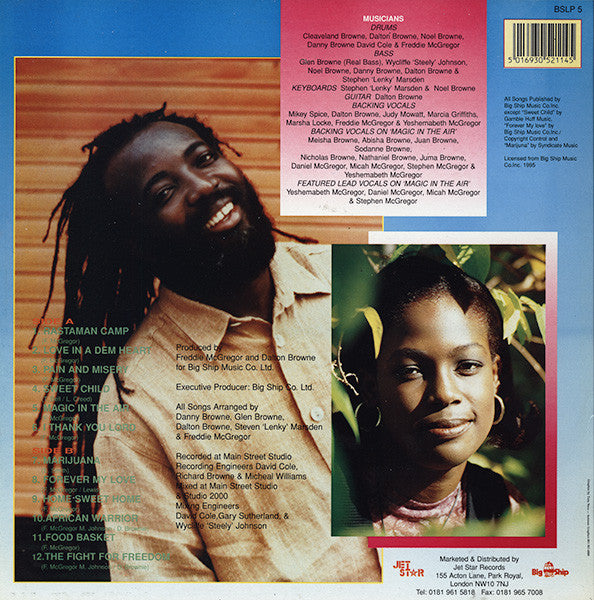 Image of Back Cover of 3323147E: LP - FREDDIE MCGREGOR, Magic In The Air (Big Ship; BSLP 5, UK 1995) Conservative grading, nice copy.  VG/VG