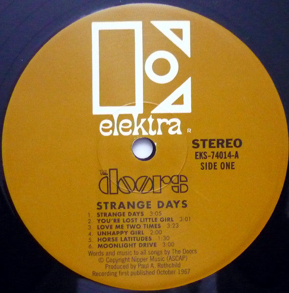 Image of Label Cover of LP - VG+/VG+ - THE DOORS, Strange Days (Elektra; EKS 74014, US 2009 Reissue, Stereo, 180 Gram Vinyl), ,  - 0816238C