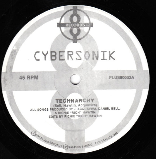 Image of Front Cover of 1014064C: 12" - CYBERSONIK, Technarchy (Plus 8 Records; PLUS80003, Canada 1990) Very nice copy  /VG+