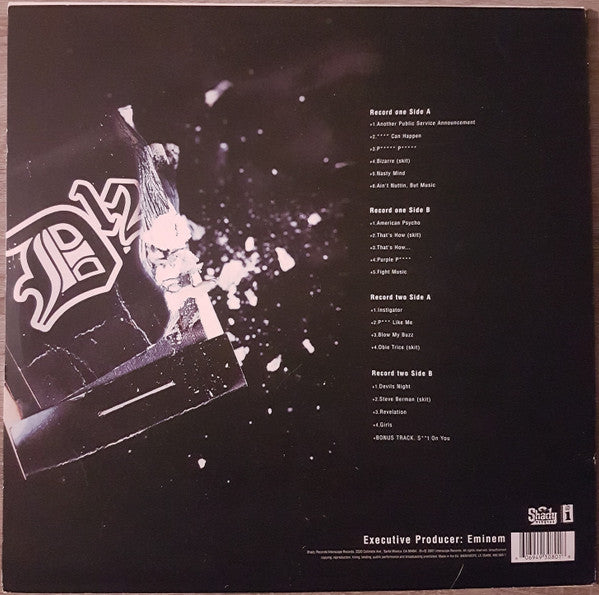 Image of Back Cover of 2xLP - VG/G+ - D12, Devils Night (Shady Records; 493 080-1, Europe 2001, Picture Sleeve, Insert), Several lighrt marks, but none that can be felt. Edgewear to sleeve.,  - 4326016E